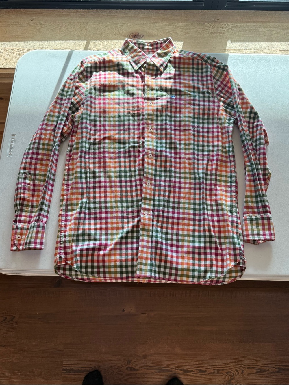 Southern Tide Men’s Multicolor Plaid Button-Down — Green, Red, Yellow